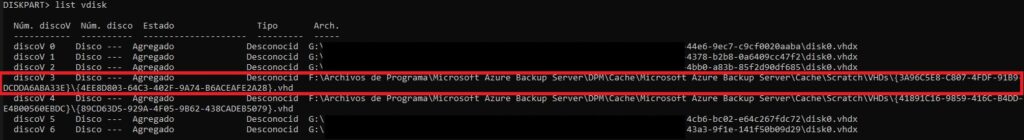 diskpart_list_visk sobre DPM_client_error_33515